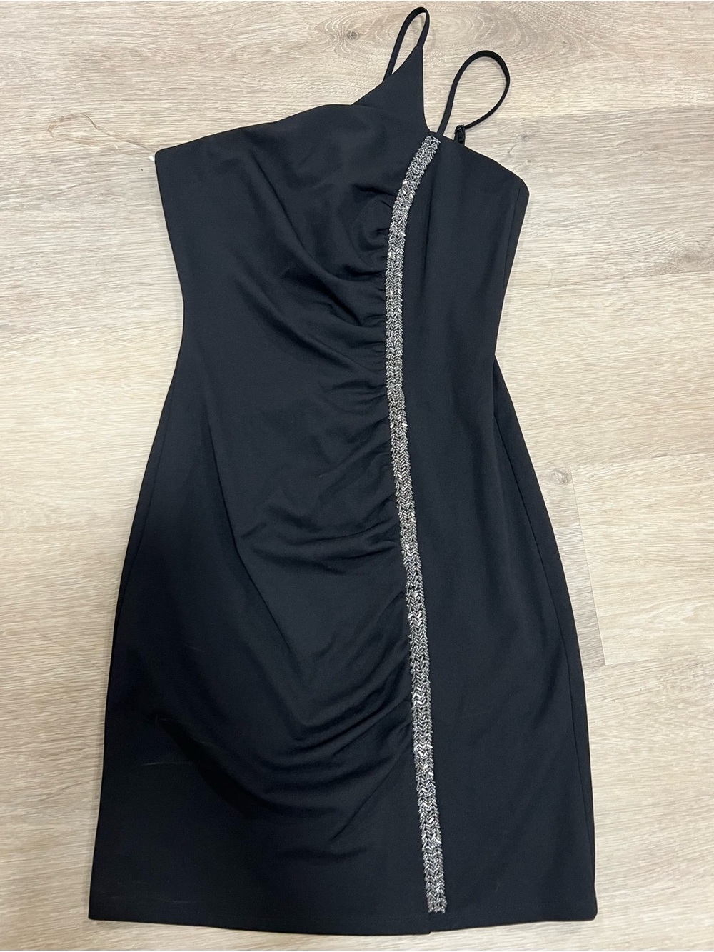 next Black Mini Dress with Silver Beaded Trim Size 7/8
